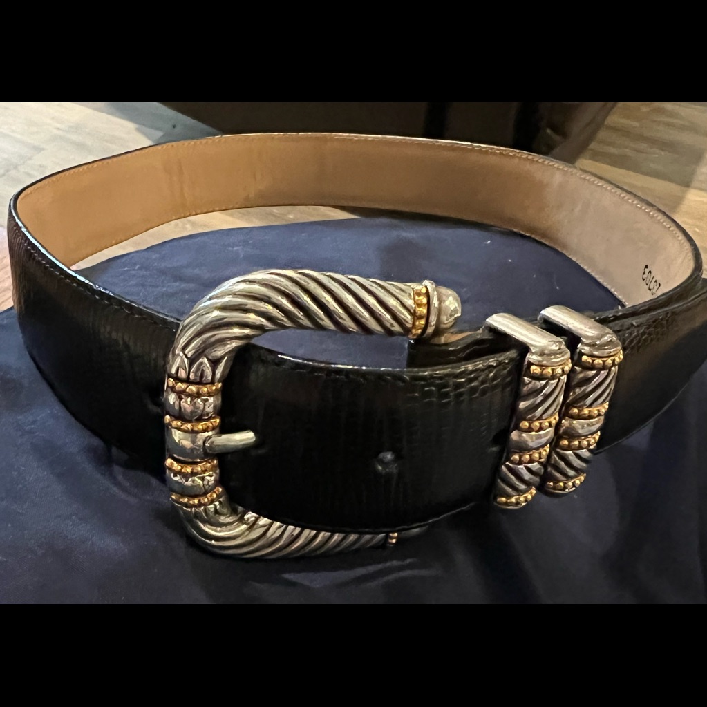Preowned Brighton Black Belt With Silver Buckle